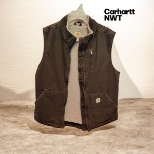 NWT Carhartt Sherpa-Lined Mock Neck Vest - Dark Brown Duck
